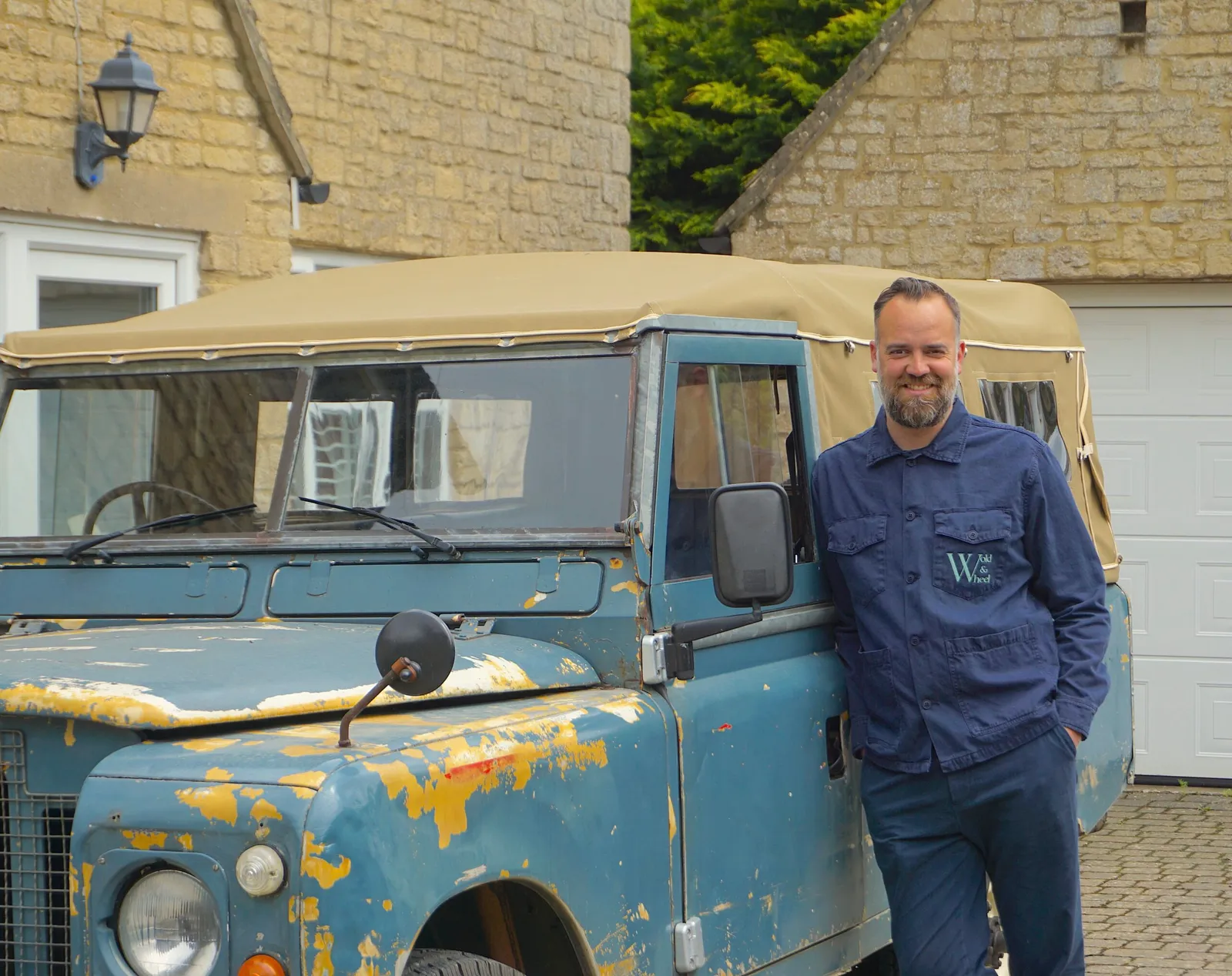 Wold & Wheel 1971 Land Rover Series 2a in the Northern Cotswolds, with founder Phil