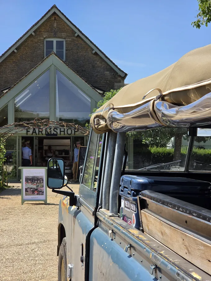 The Series 2a outside a Cotswold farm shop